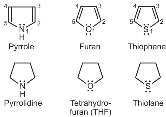 Five membered heterocyclic rings containing one heteroatom (Classification of Heterocyclic Compounds)