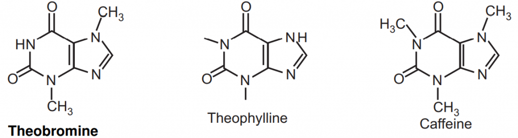 Structures of Theobromine, Theophylline, and Caffeine
