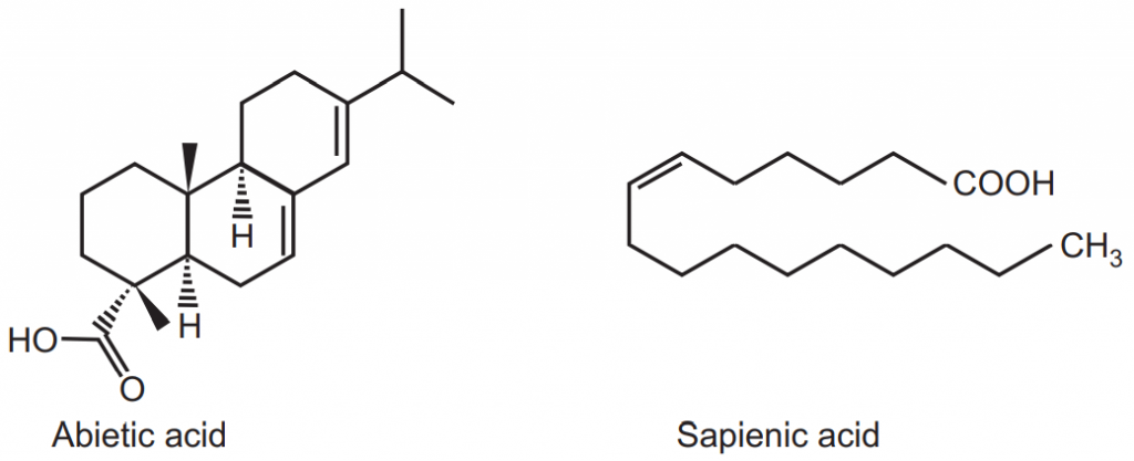 Chemical Structure of Abietic acid and Sapenic acid