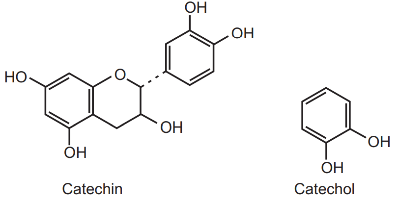 Chemical structures of Catechin and Catechol