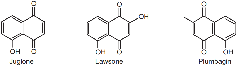 Structure of juglone, lawsone, plumbagin