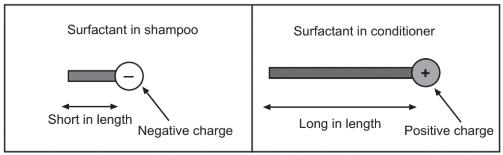Comparative representation of surfactant in shampoo and conditioner 