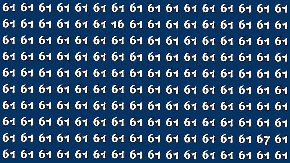 Can You Spot 16 and 67 Among 61 in 6 Seconds  Optical Illusion Challenge