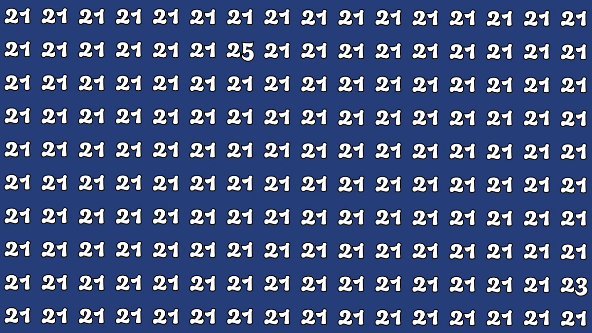 Can You Spot Numbers 23 and 25 Among 21s in 6 Seconds