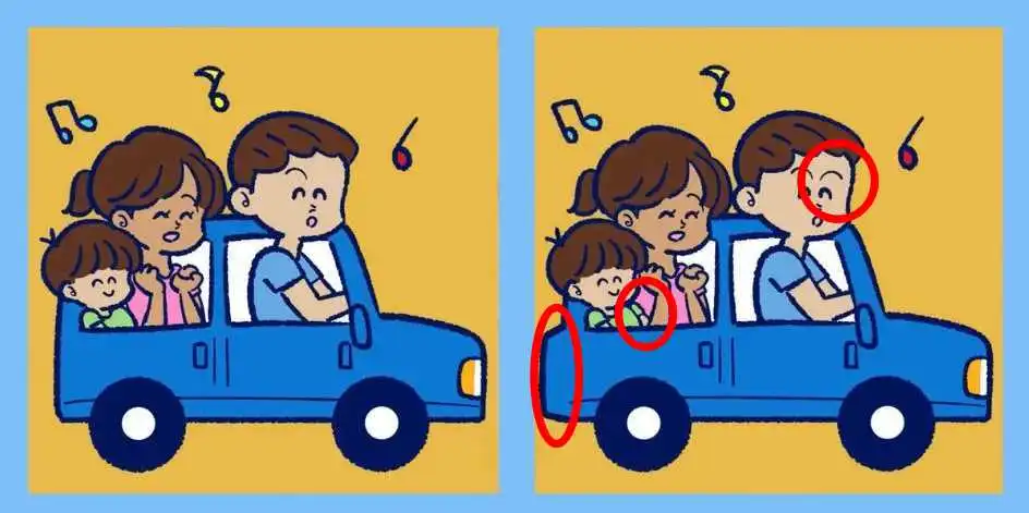 Can You Spot the 3 Differences in These Car Family Pictures in 27 Seconds answer