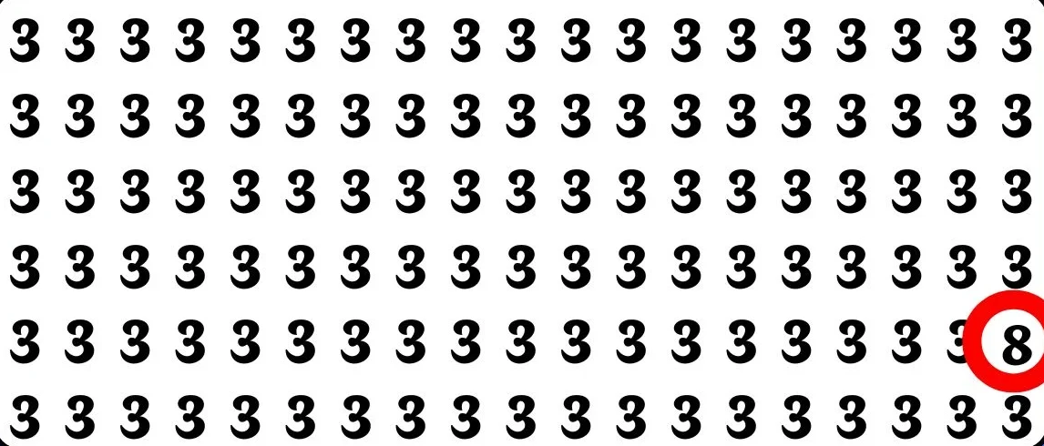 Can You Spot the Hidden 8 Among 3s in Just 8 Seconds