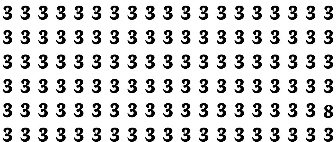 Can You Spot the Hidden 8 Among 3s in Just 8 Seconds