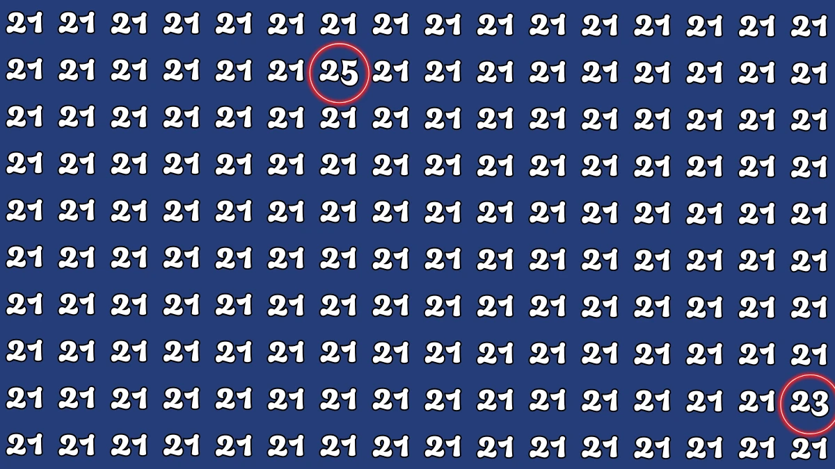 Optical Illusion Challenge Can You Spot Numbers 23 and 25 Among 21s in 6 Seconds