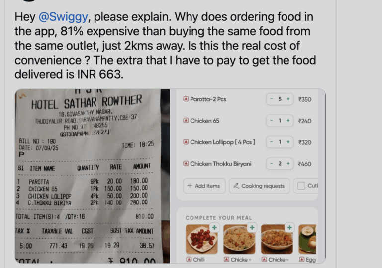 Swiggy Customer Slams 80% Price Hike Over Offline Bill: Real Cost of Convenience?